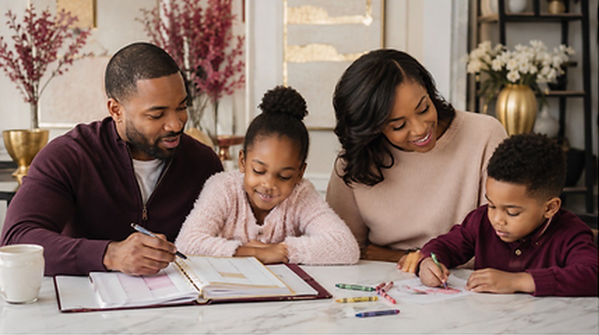 Parents with young children planning their future